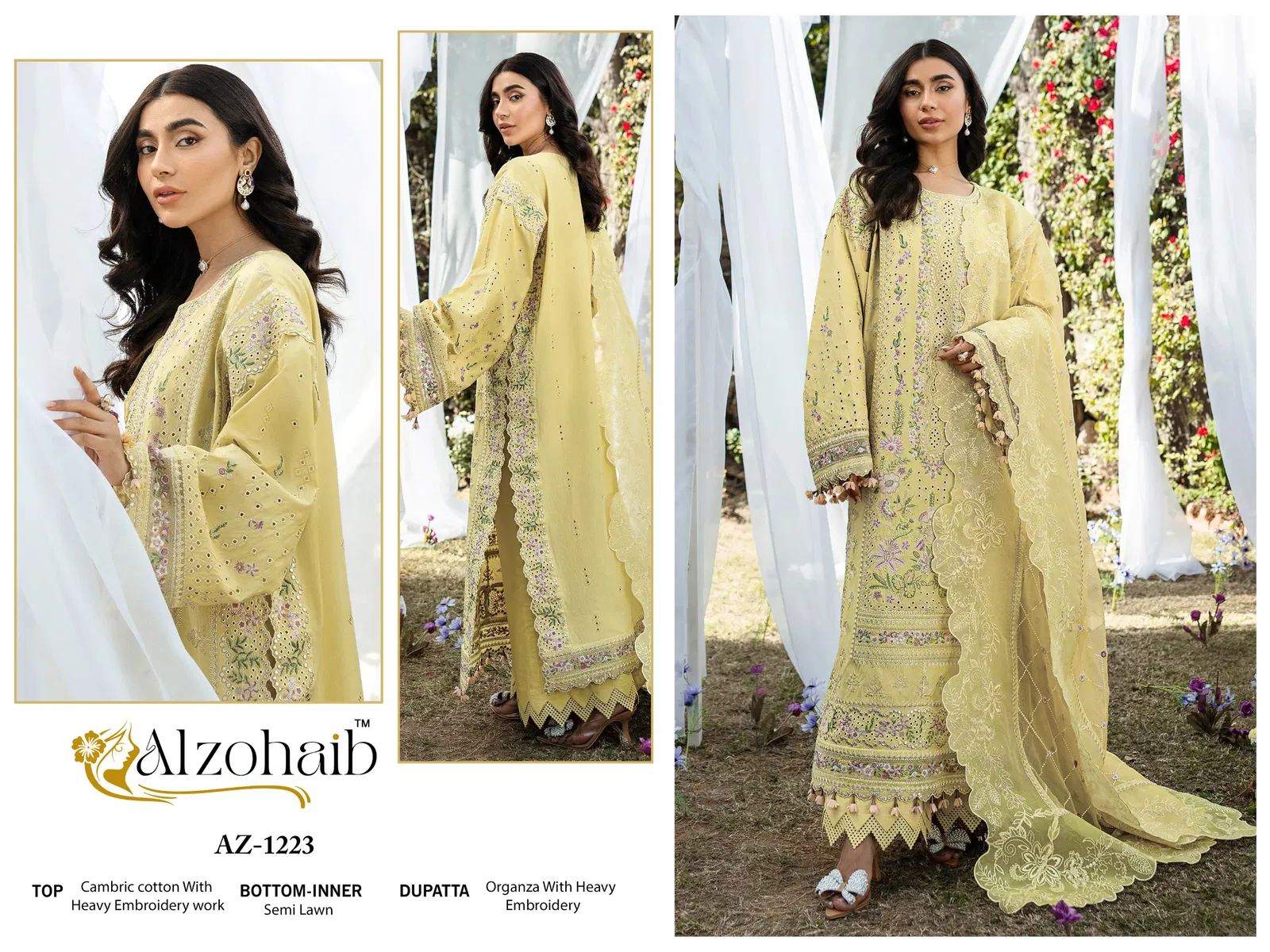 Alzohaib Az 1223 Cotton With Work Pakistani Salwar Kameez Wholesale Clothing Distributors In India
